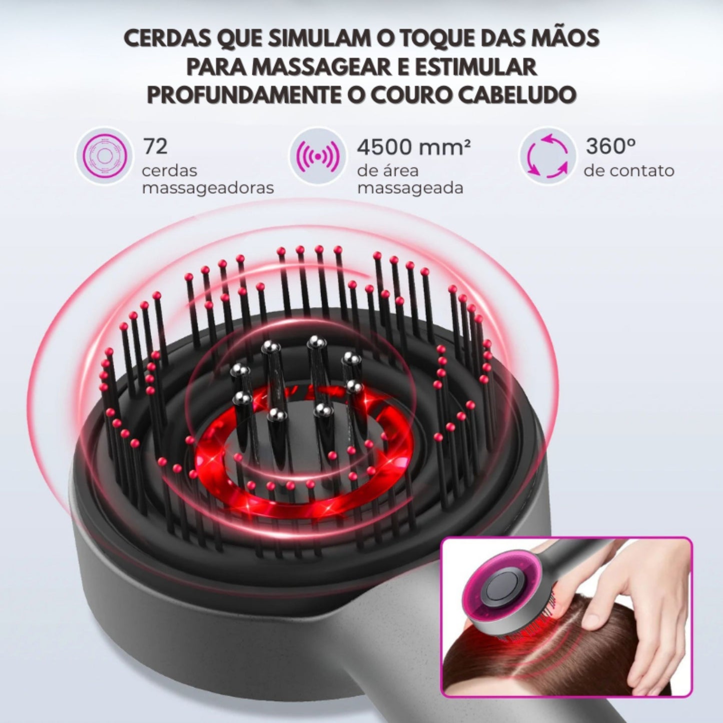LumiHair - Escova 3 em 1 para fortalecimento dos fios