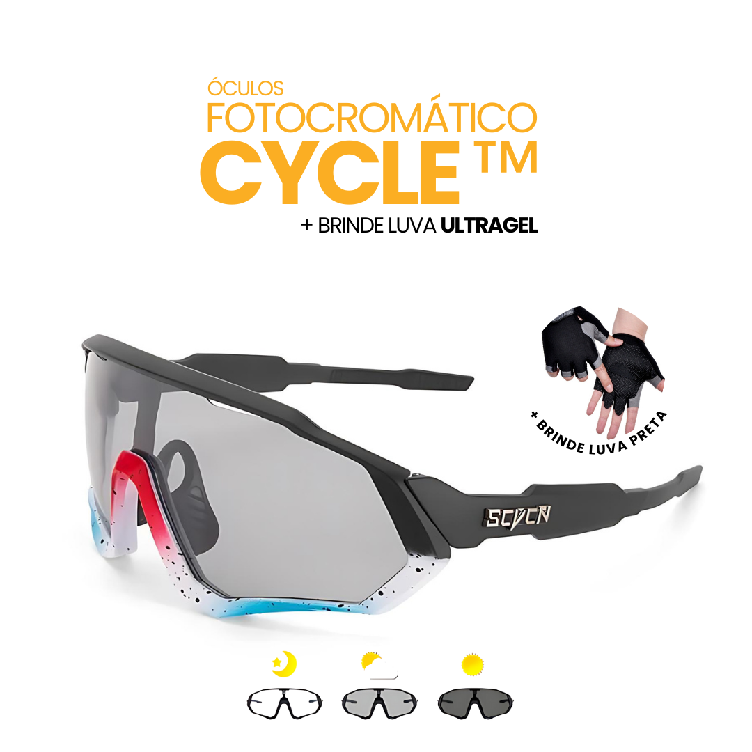 Óculos Fotocromático Cycle + BRINDE LUVA ULTRAGEL