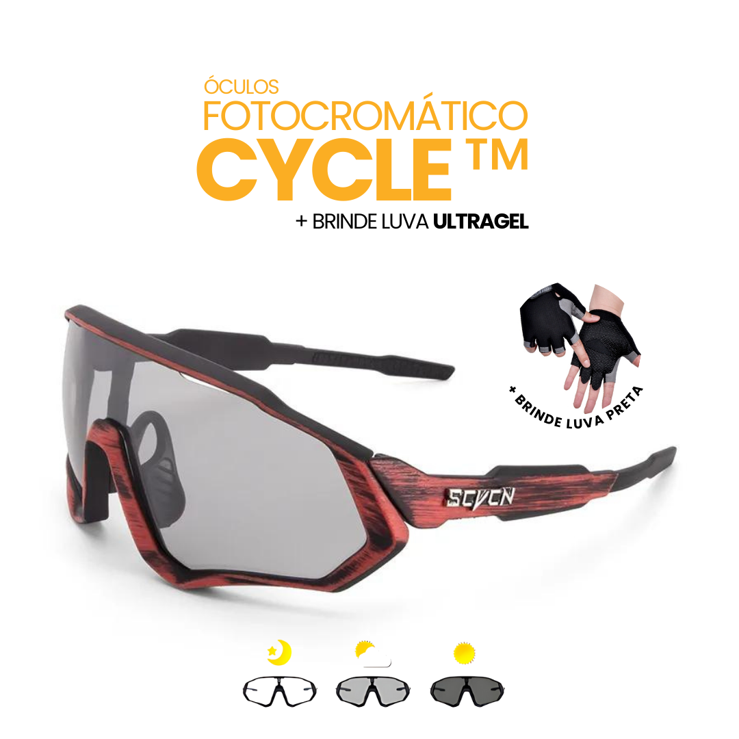 Óculos Fotocromático Cycle + BRINDE LUVA ULTRAGEL