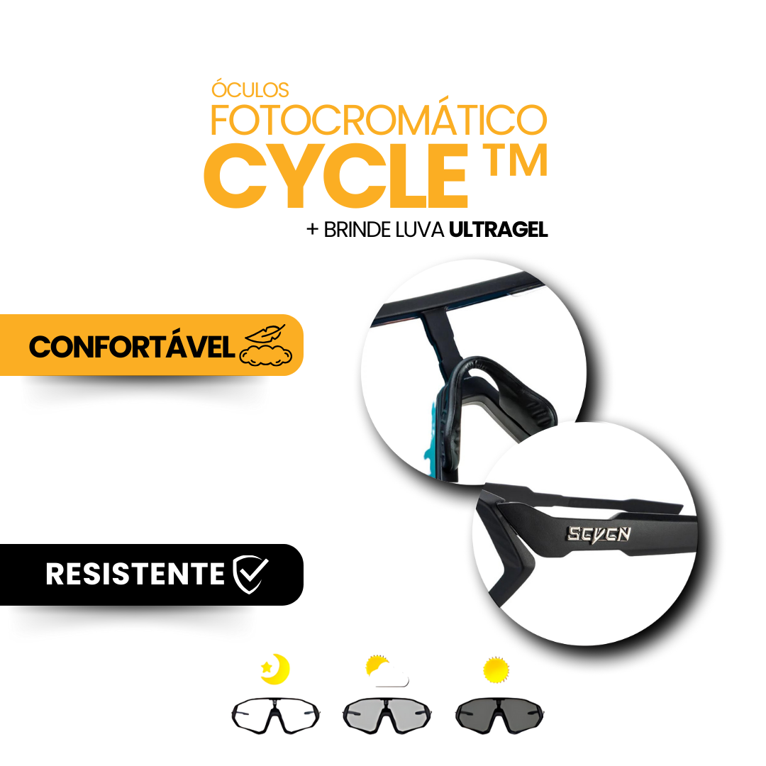 Óculos Fotocromático Cycle + BRINDE LUVA ULTRAGEL
