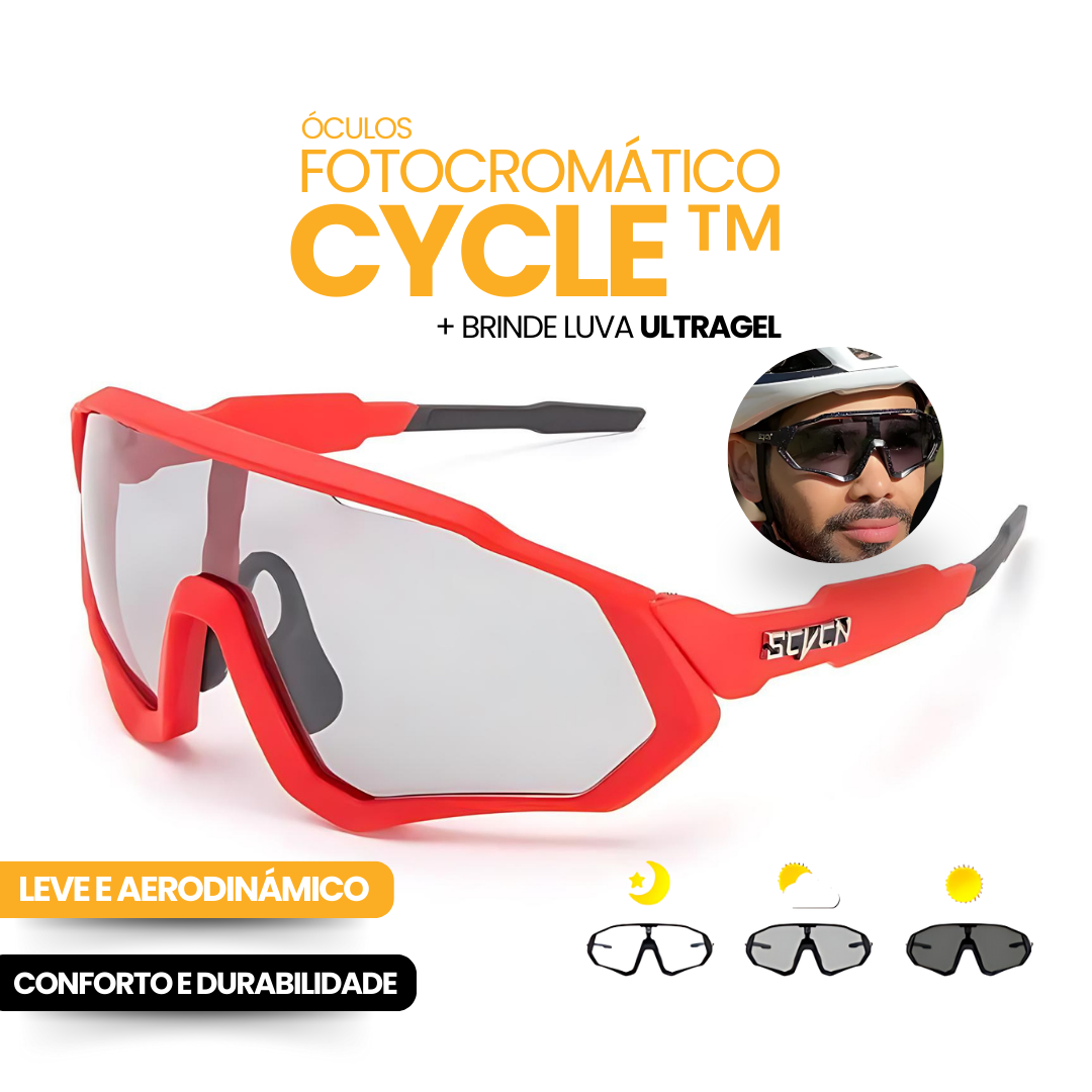 Óculos Fotocromático Cycle + BRINDE LUVA ULTRAGEL