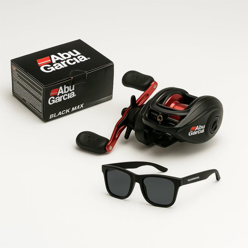 Carretilha Abu Garcia Black Max3 anti-cabeleira + Óculos Shimano